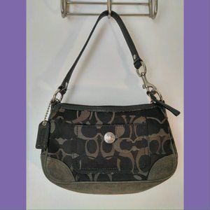 Coach Black Suede + Leather Designer Purse